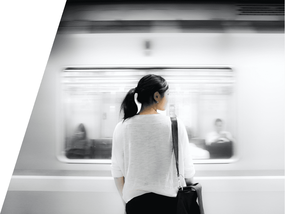 a woman waiting for the train