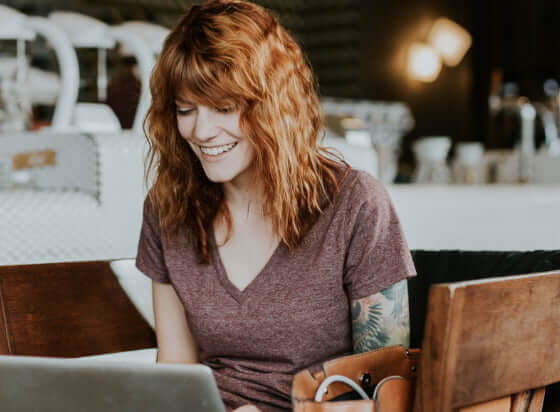 a woman using a computer
